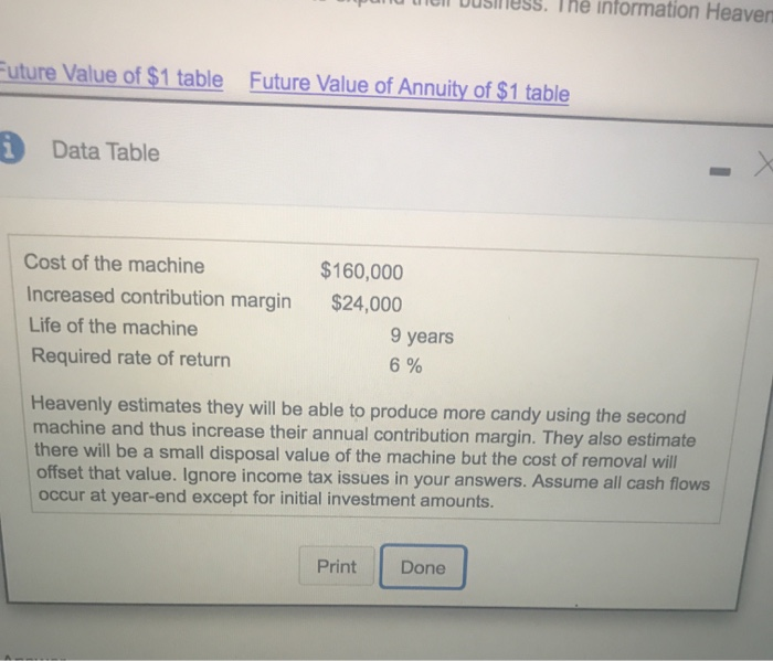 new machine: a. Net present value (NPV) (Use factors to three decimal