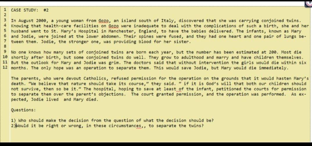  #2 CASE STUDY: 2 3 In August 2000, a young woman