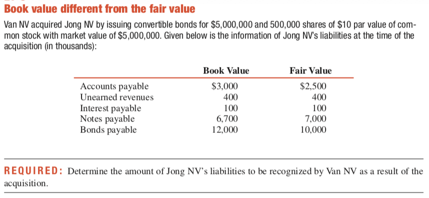 Book value different from the fair value Van NV acquired Jong