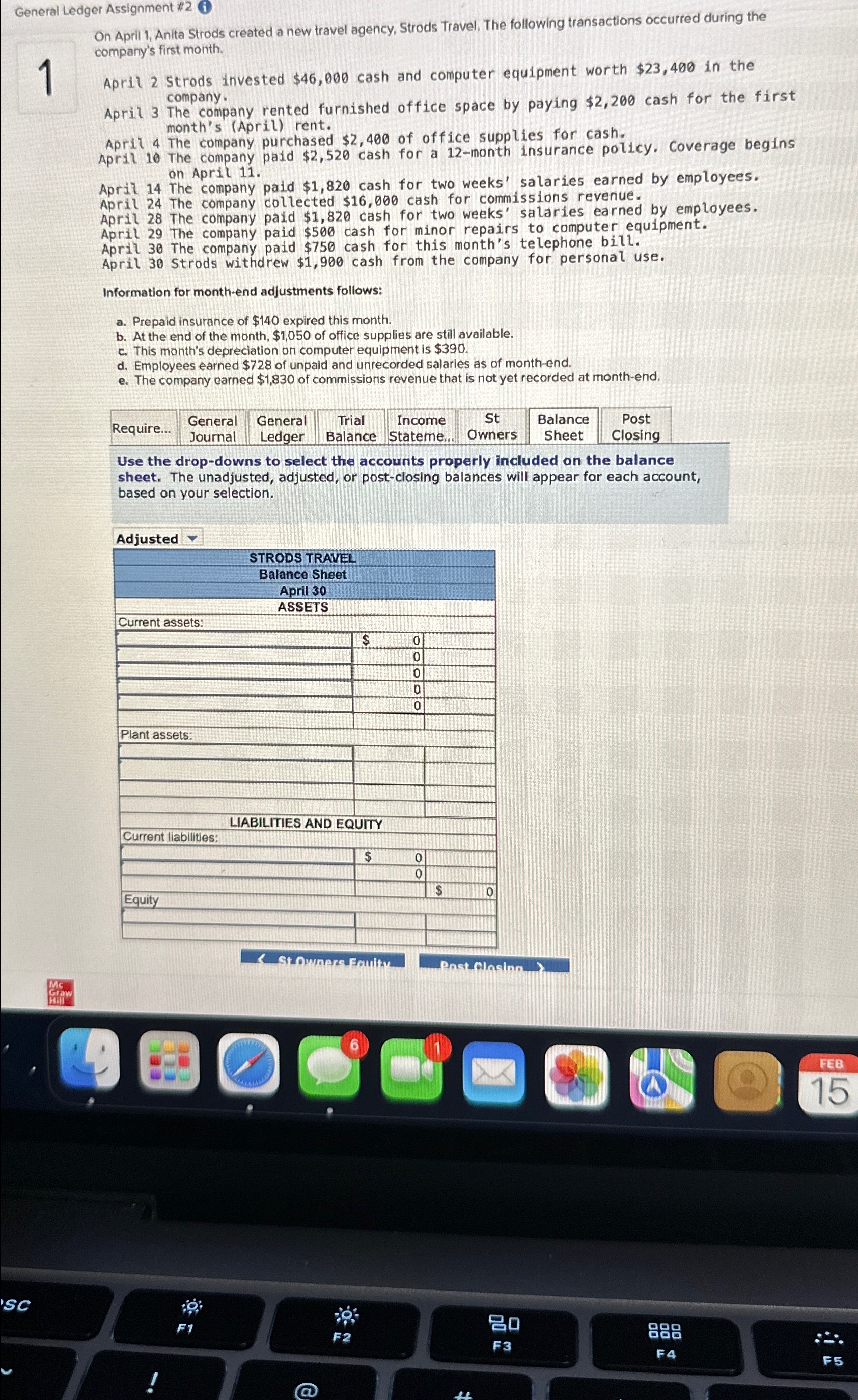  General Ledger Assignment #2(i) On April 1, Anita Strods created a