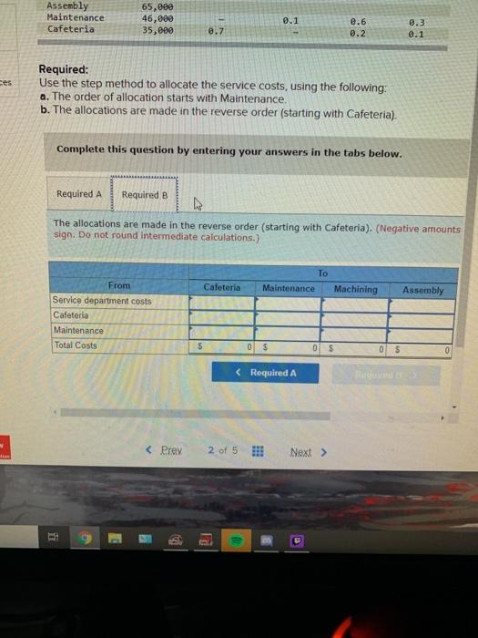has two production departments, Machining and Assembly, and two service departments, Maintenance