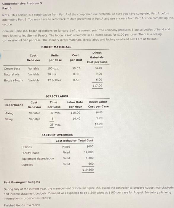  Comprehensive Problems Part B: Note: This section is a continuation from