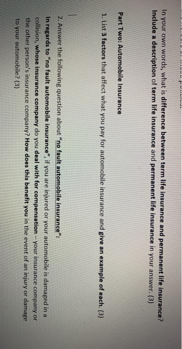  VE In your own words, what is difference between term life