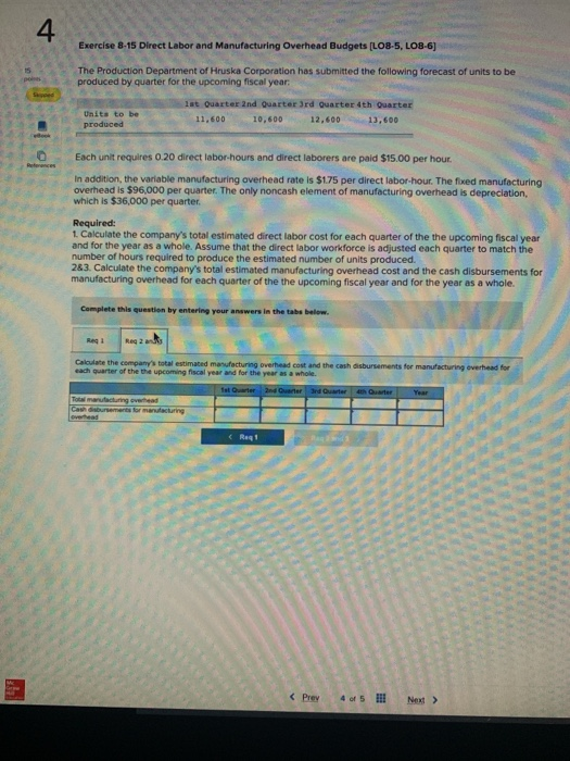 Overhead Budgets (L08-5, L08-6) 15 Doin The Production Department of Hruska Corporation