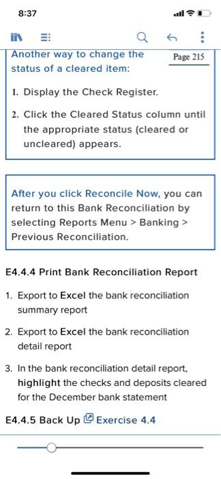 Rock Castle Construction's December bank statement is on your desk with the