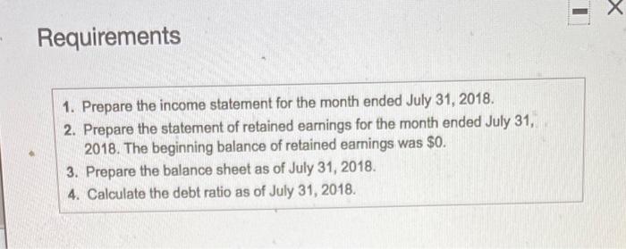 please answer in excel Requirements 1. Prepare the income statement for the