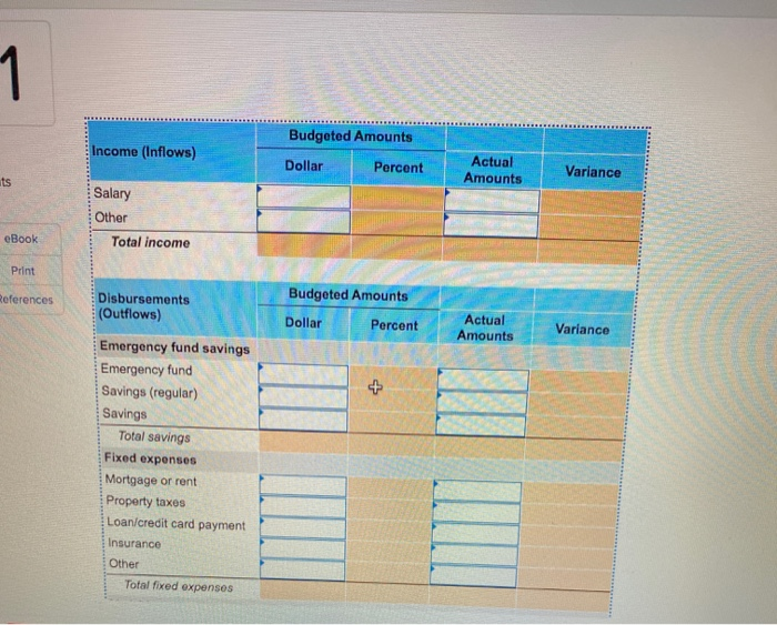 finances one month later. She has provided the actual amounts paid below.