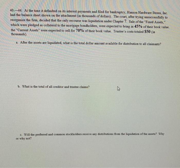  40.-44. At the time it defaulted on its interest payments and
