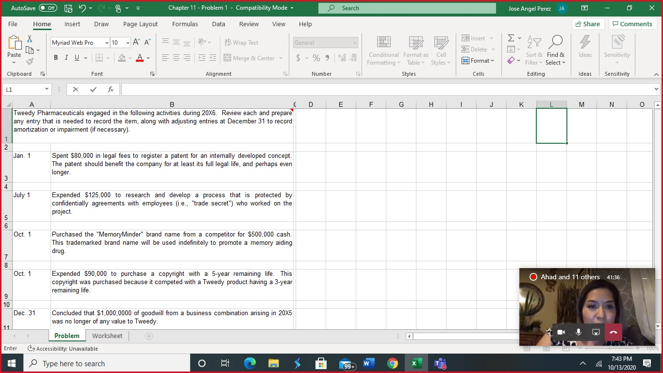 AutoSave Off Chapter 11 - Problem 1 - Compatibility Mode O