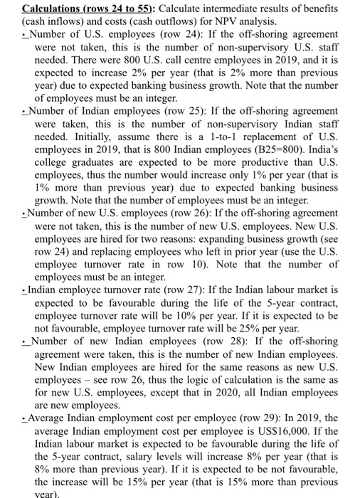 write the Excel formula for cells marked with "Copy & paste". Label