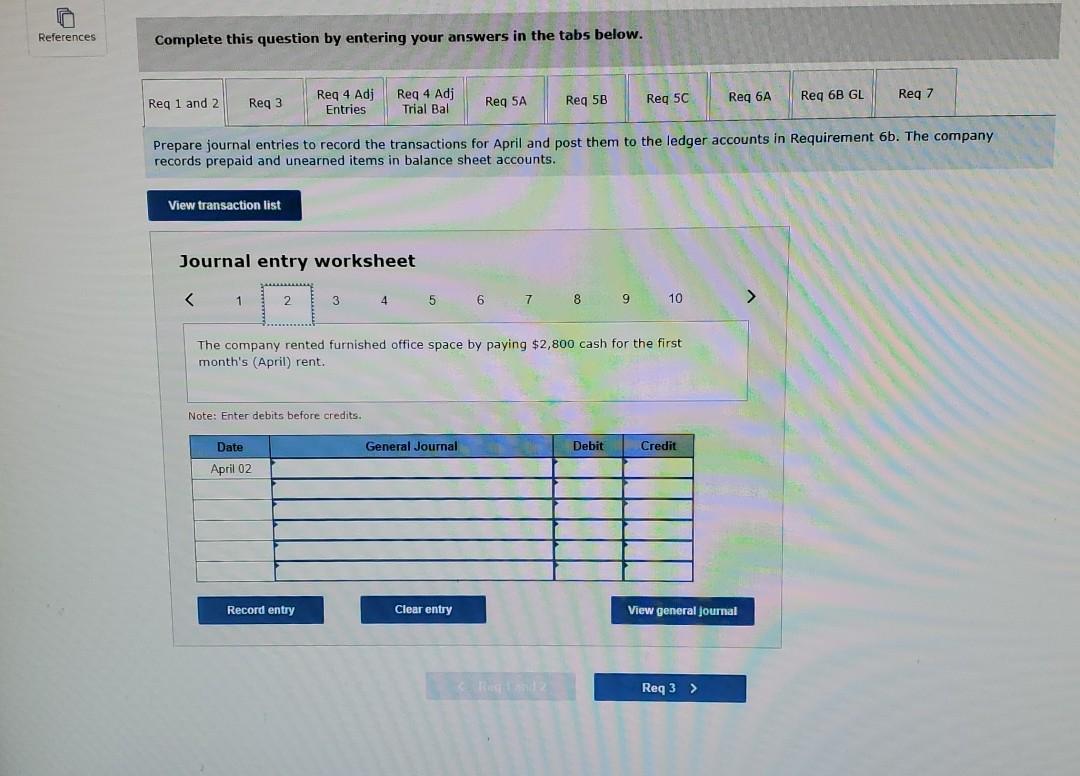 Adventure Travel. The following transactions occurred during the company's first month. April