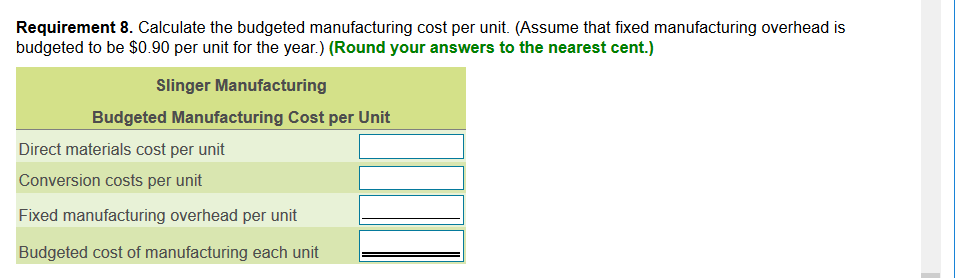 per unit throughout the budget period. Sales for the first five months