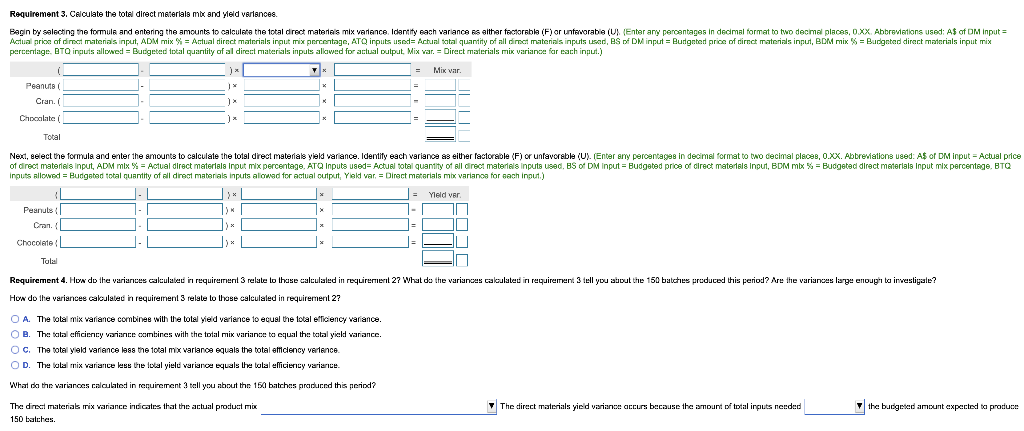 standard max or direct material quantities do not significantly Atact the overall