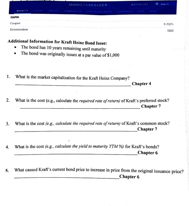 of Kraft's preferred stock? Chapter 7 3. What is the cost (e.g.,