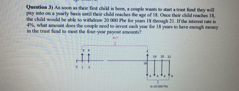 Question 3) As soon as their first child is born, a