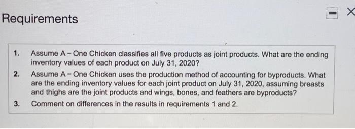 inventory values for its July 31, 2020, balance sheet. Ending inventory amounts