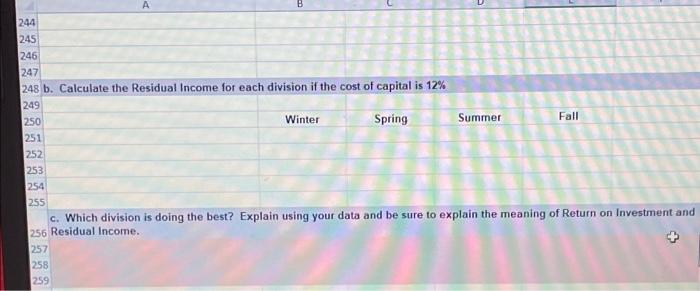 four divisions-Winter, Spring Summer and Fall. The company is looking into the