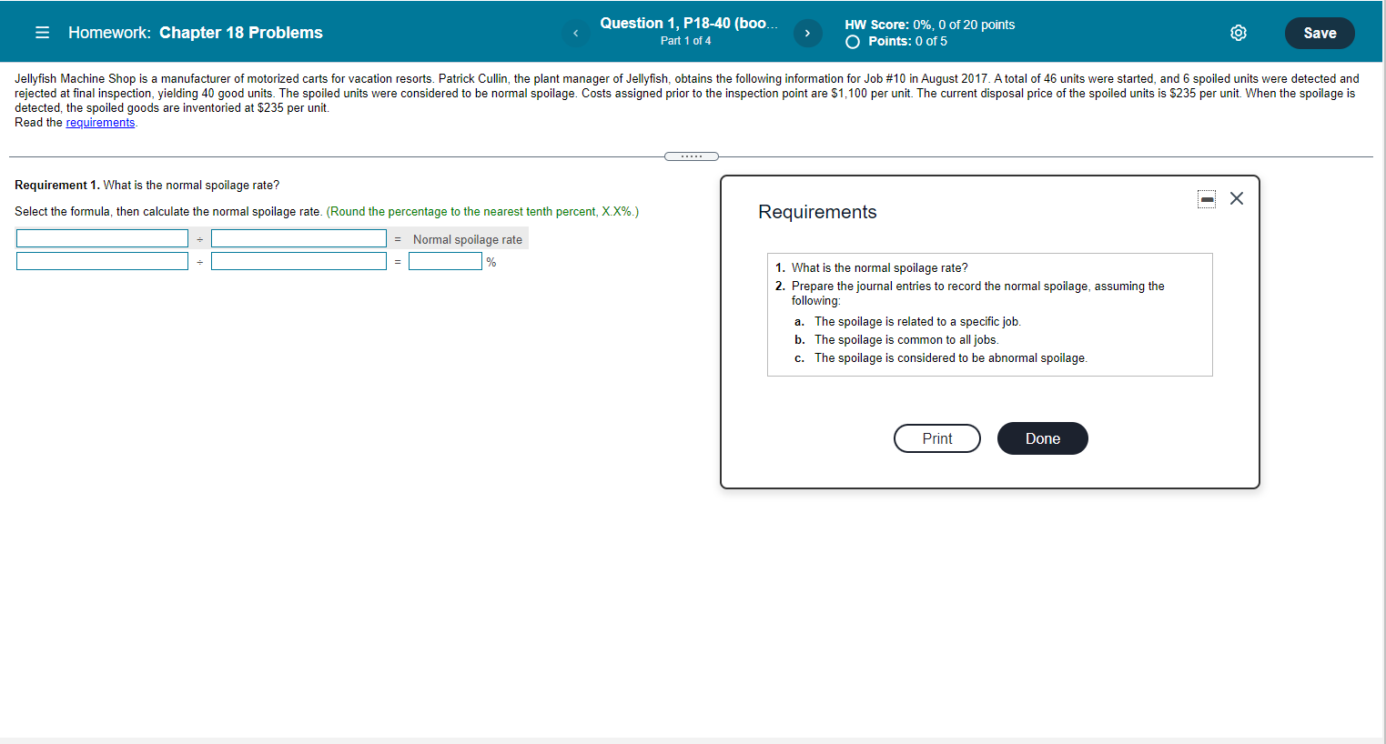 Please complete All requirements to the problem. = Homework: Chapter 18 Problems