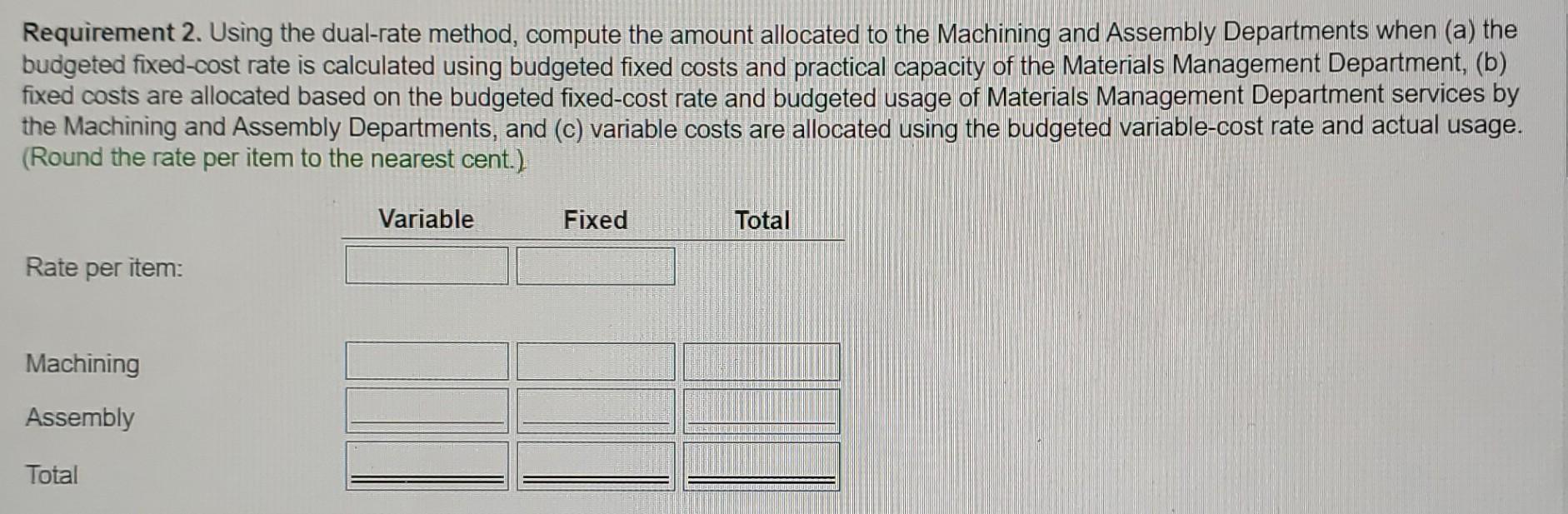Department to its Machining and Assembly Departments instead of the single rate