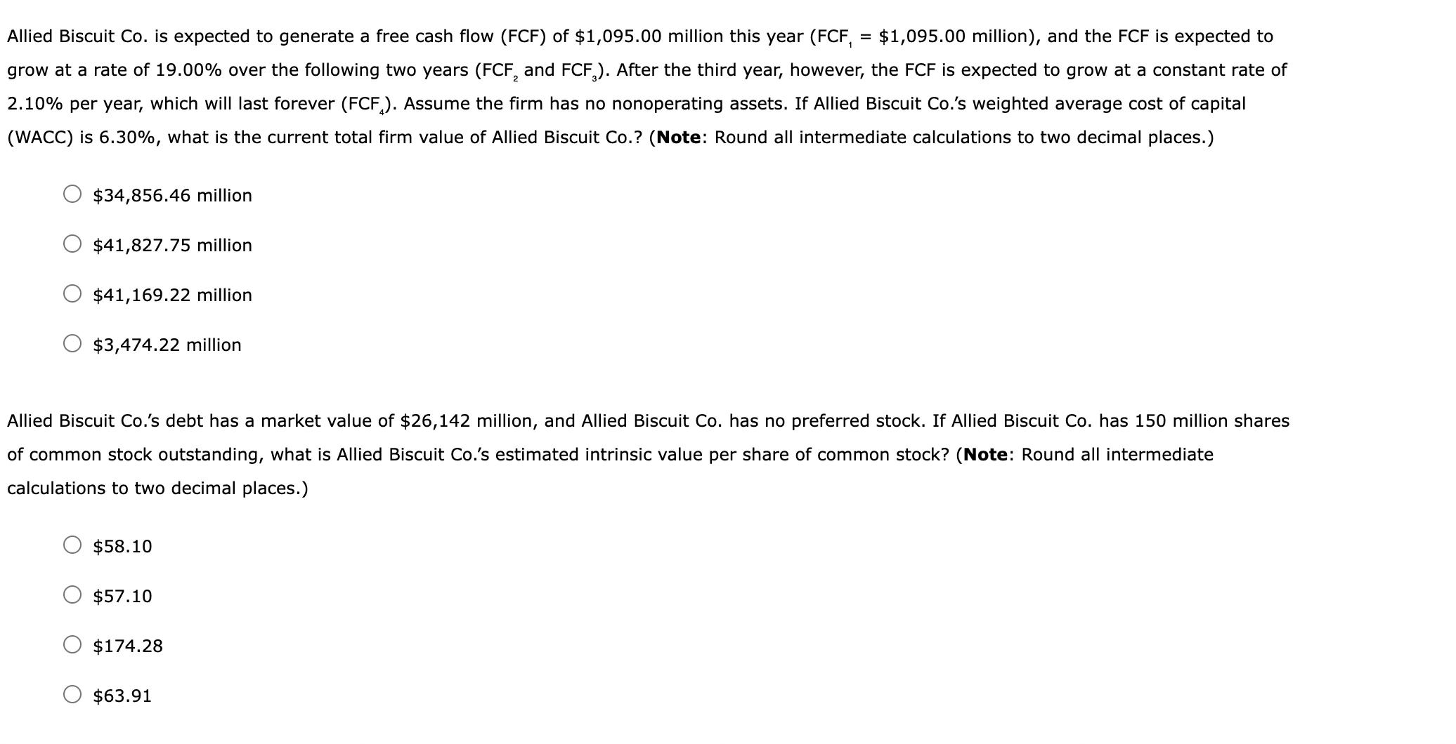  Allied Biscuit Co. is expected to generate a free cash flow