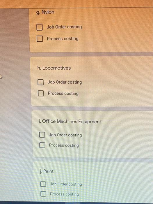 these industries. (10 marks) a. Sugar Job Order Costing Process Costing b.