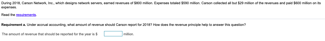  During 2018, Carson Network, Inc., which designs network servers, earned revenues