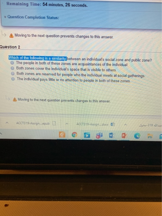  Remaining Time: 54 minutes, 26 seconds. * Question Completion Status: A