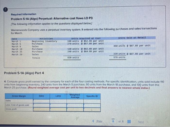 unit 220 units @ $97.00 per unit 570 units 830 units Problem