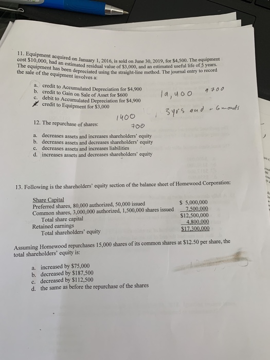 disregard scribbles/writting on paper) 7. Which of the following items should be