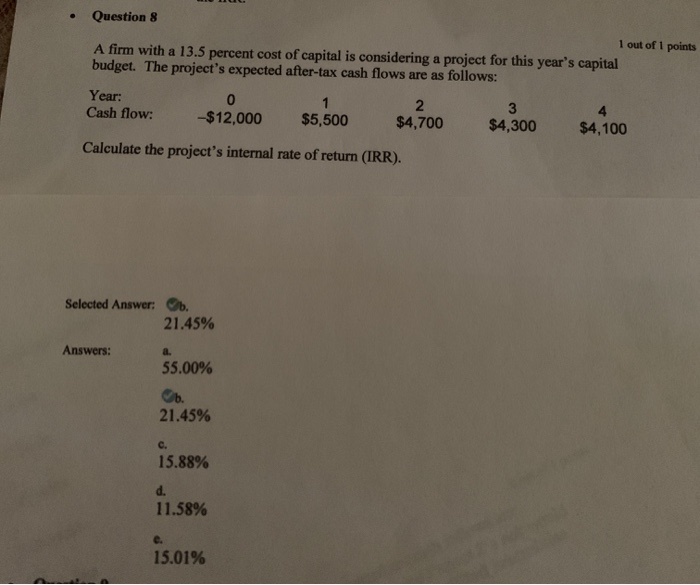 how to get the answer by hand . Question 8 1 out
