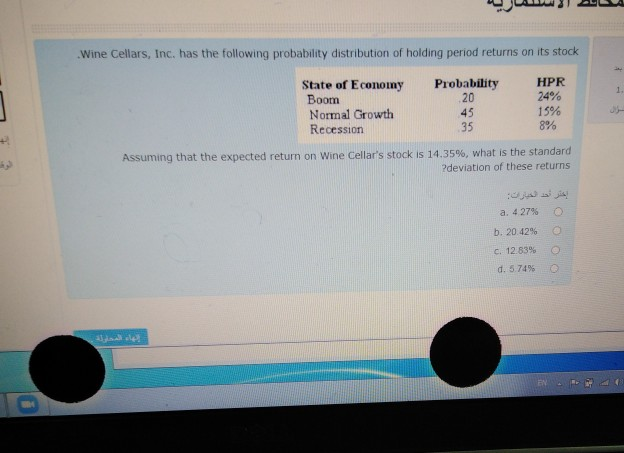 period return for XYZ stock State of the Economy Probability HPR Boom