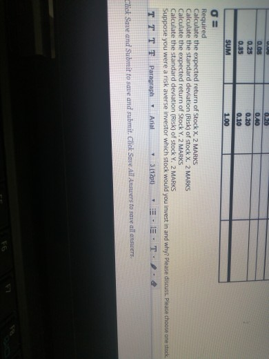 0.10 0.20 0.40 0.20 0.10 SUM 1.00 0= Click Save and Submit