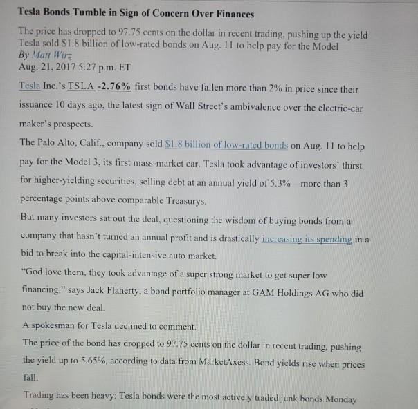 why or why not? Who Wants to Buy a Tesla Bond? Deal's