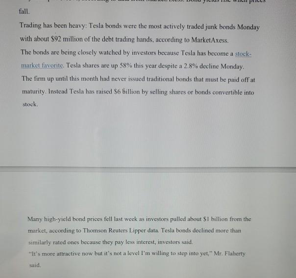 proposed yield of 5.25% is low considering company's junk rating Tesla plains