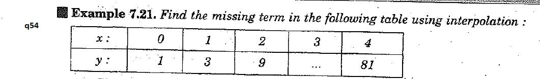 Example 7.21. Find the missing term in the following table using