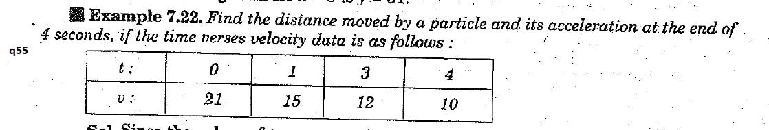 Example 7.22, Find the distance moved by a particle and its
