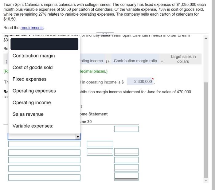 amount of monthly sales that the company needs in order to earn