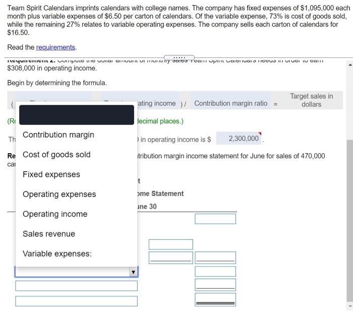 sales of 470,000 cartons of calendars. 4. What is June's margin of
