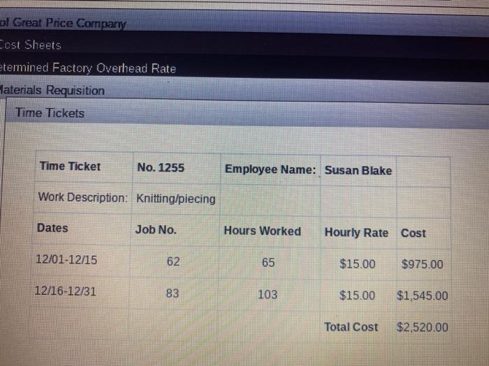 balance in the Factory Overhead account 9. What are the balances in