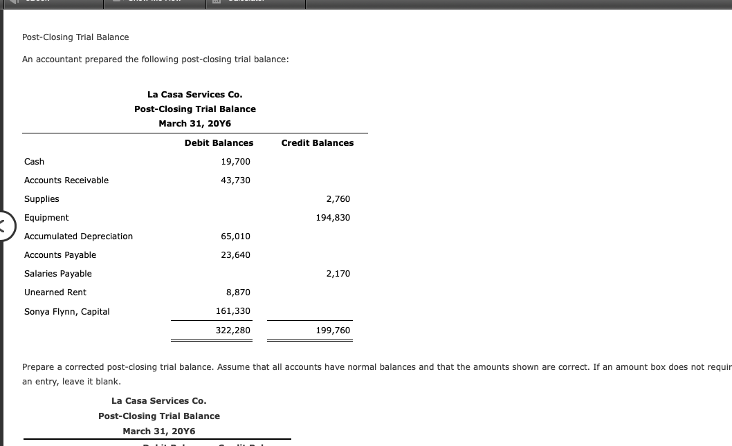 please answer boxes Post-Closing Trial Balance An accountant prepared the following