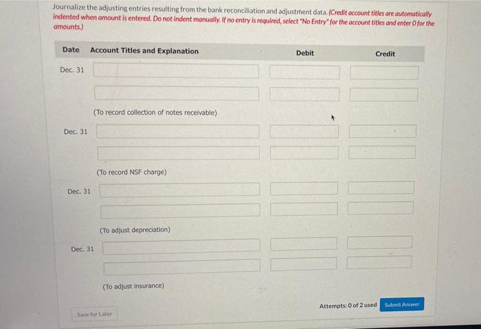 December 31 showed a balance of $ 24,882. A comparison of the