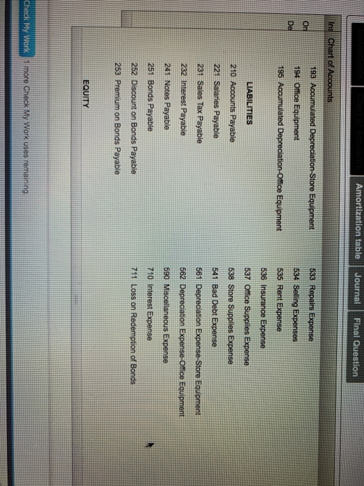 Accounts Amortization table Journal Final Question Instructions On January 1, 2016, Bryson