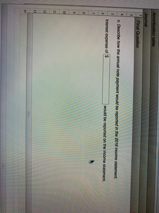 the note and the four annual note payments. Be sure to include