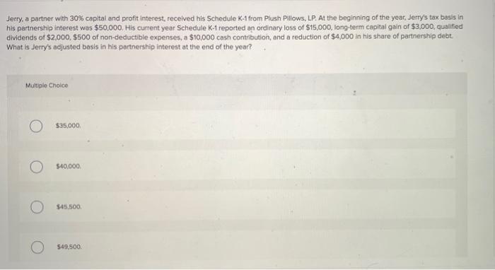 recognize a gain from an operating distribution? Multiple Choice A partner will