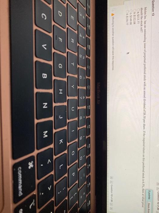  Wosto 73 o 20 Question 13 5 points Save Anse Molen