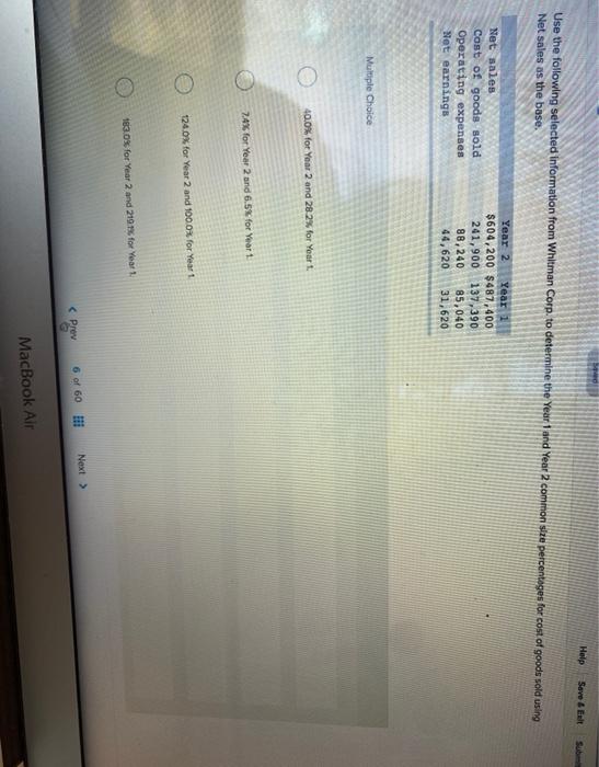  Help Save & Exit Use the following selected information from Whitman