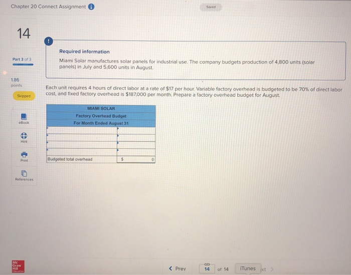  Chapter 20 Connect Assignment 14 Part 1 of 3 Required information