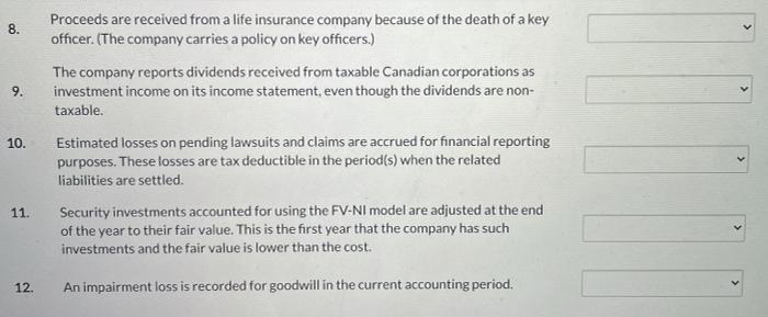 it is for tax purposes Match each item in the following list