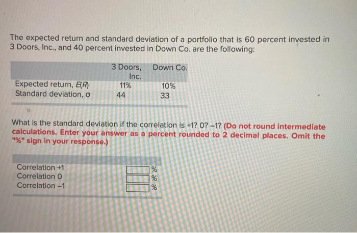 standard deviation of returns. (Do not round intermediate calculations. Enter your answer