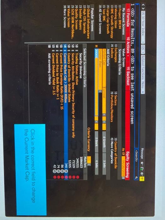  > US 10 Year Index EOS - Related Functions Menu Message